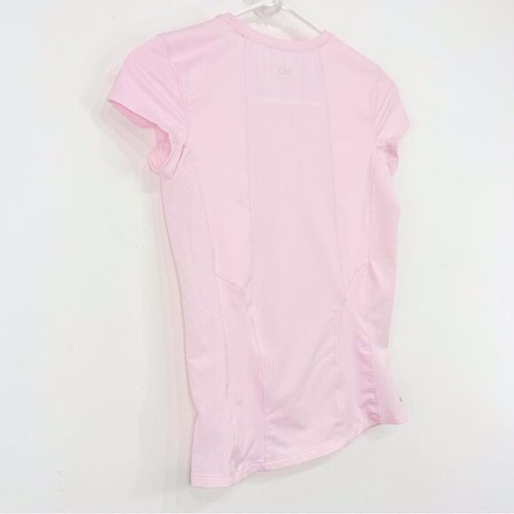 Alo Yoga CoolFit Light Pink Mesh Short Sleeve Stretch Performance Athetic Shirt - Picture 7 of 14